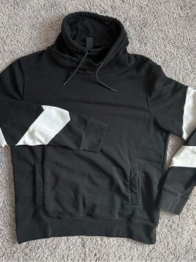 H&M Black Hoodie with White Sleeve Chevron
